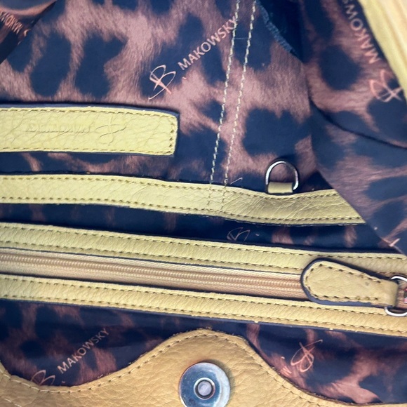 B. Makowsky Mustard Yellow Soft Leather Shoulder Purse Bag - Picture 8 of 12